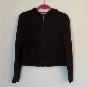 GAP Black Cashsoft Zip Up Croppd Knit Hoodie Sweater Size Small